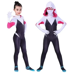 3D Style Bodysuit Adult Spider-Gwen Ghost Spider Girls Cosplay Hooded Suit Spider Cosplay Halloween Costumes Jumpsuit  For Girls