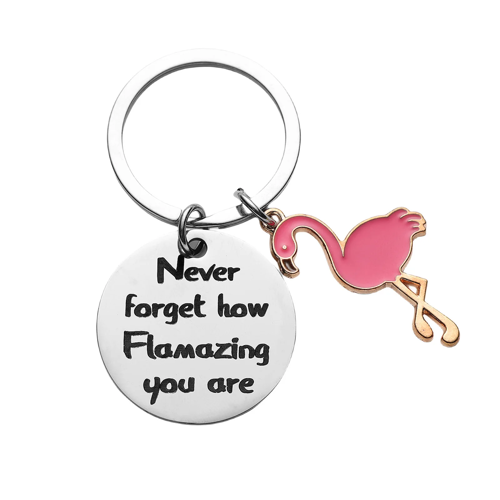 Flamingo Stainless Steel Keychain Never Forget How Flamazing Exquisite Bag Charm Keyring Inspirational Gift