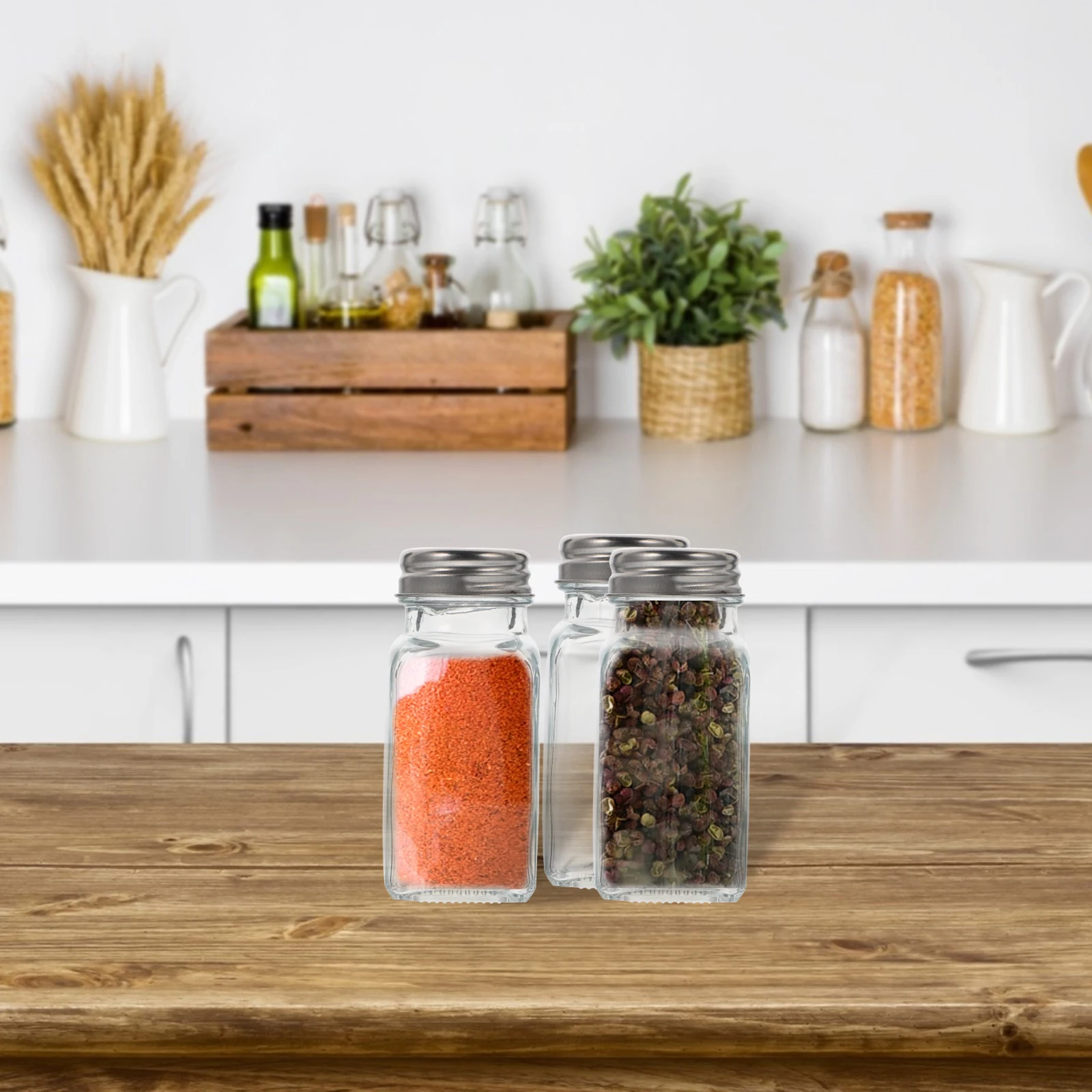 

10Pcs Salt Spice Bottles Transparent Glass Body Stainless Steel Lid Kitchen Storage Containers Spice Bottles