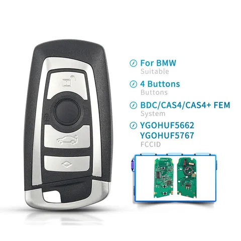 Пульт дистанционного управления KEYYOU Smart 3/4, кнопки YGOHUF5662/YGOHUF5767, 315 МГц, 434 МГц, 868 МГц для BMW 5, 7, F Series, FEM/BDC, CAS4, 2009-2016