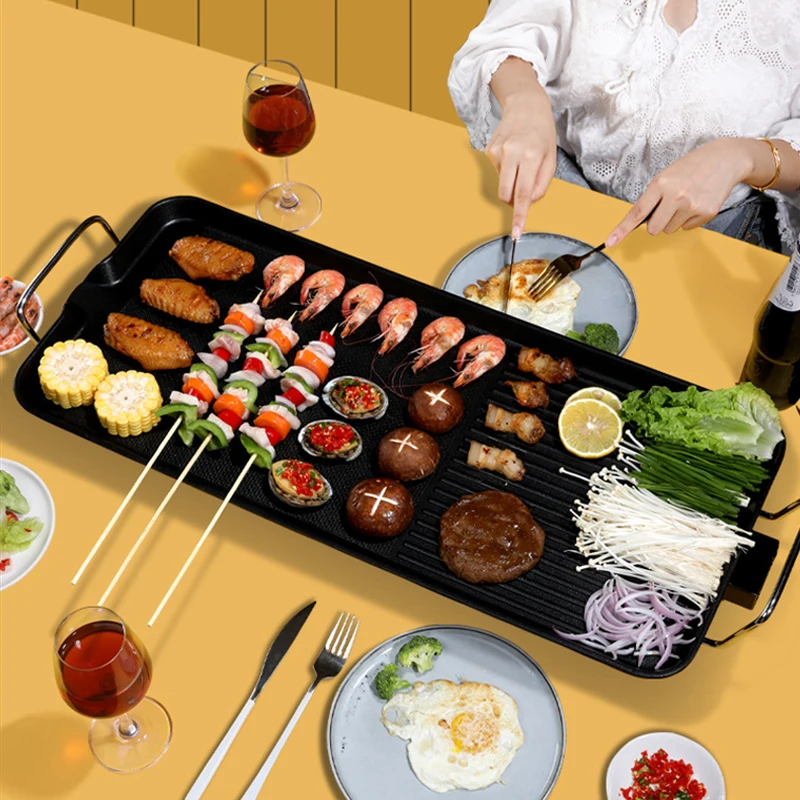 

Electric grill pan, electric oven grill nonstick washboard barbecue grill grill pan electric oven smoke fire plug grill grill pa