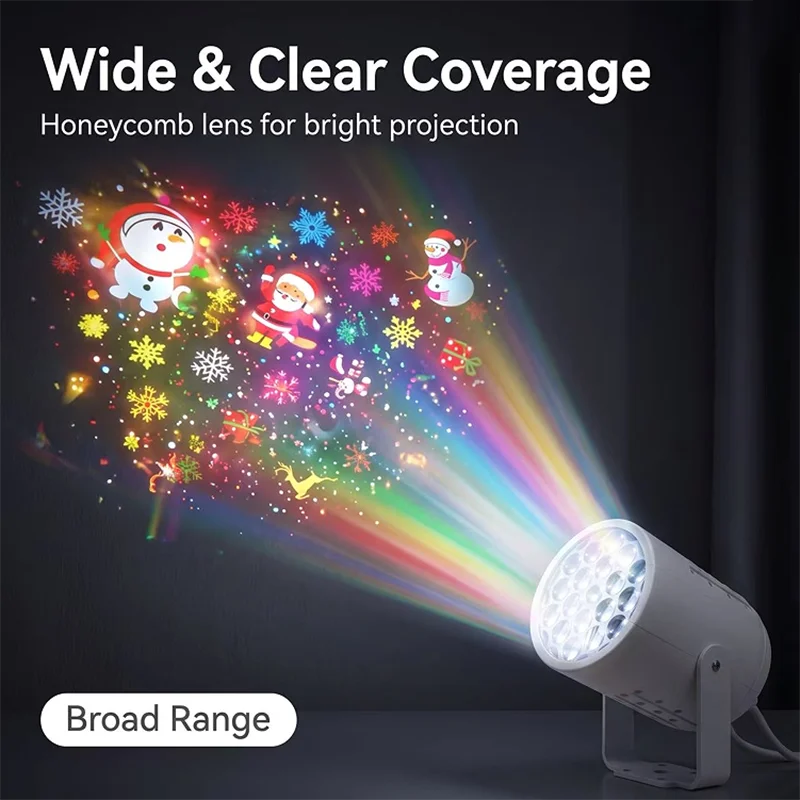 Ocean LED Projector Night Light for Kids Bedroom, Dynamic Snowflake Stage Lamp, Christmas Holiday Party Ambience Decor Light