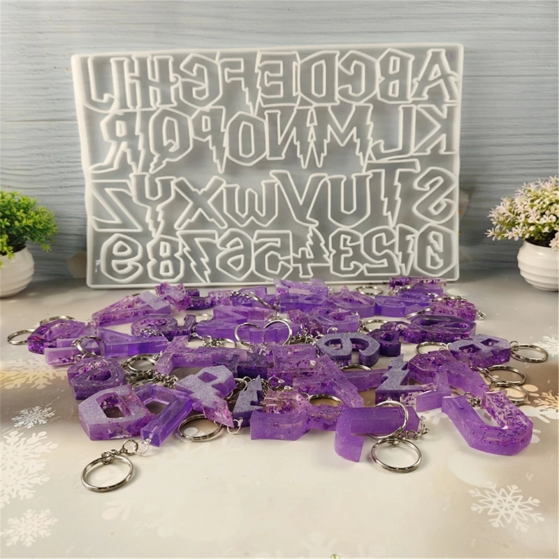 Halloween Alphabets Sturdy Silicone Keychain Mold Set Craft Supplies Epoxy Resin Letter Charm for Personalize Jewelry