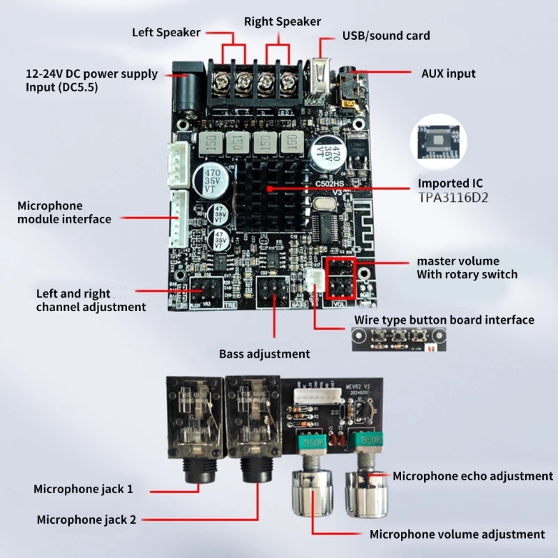 ZK 502HS สำหรับ KTV ไมโครโฟนเสียง 2.0 ช่องสัญญาณไร้สายเครื่องขยายเสียงดิจิตอล