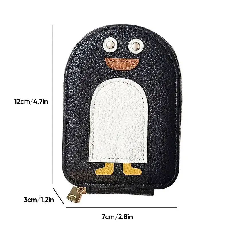 Cartera de dibujos animados de pingüino, organizador de tarjetas de crédito, monedero de gran capacidad, tarjetero de identificación