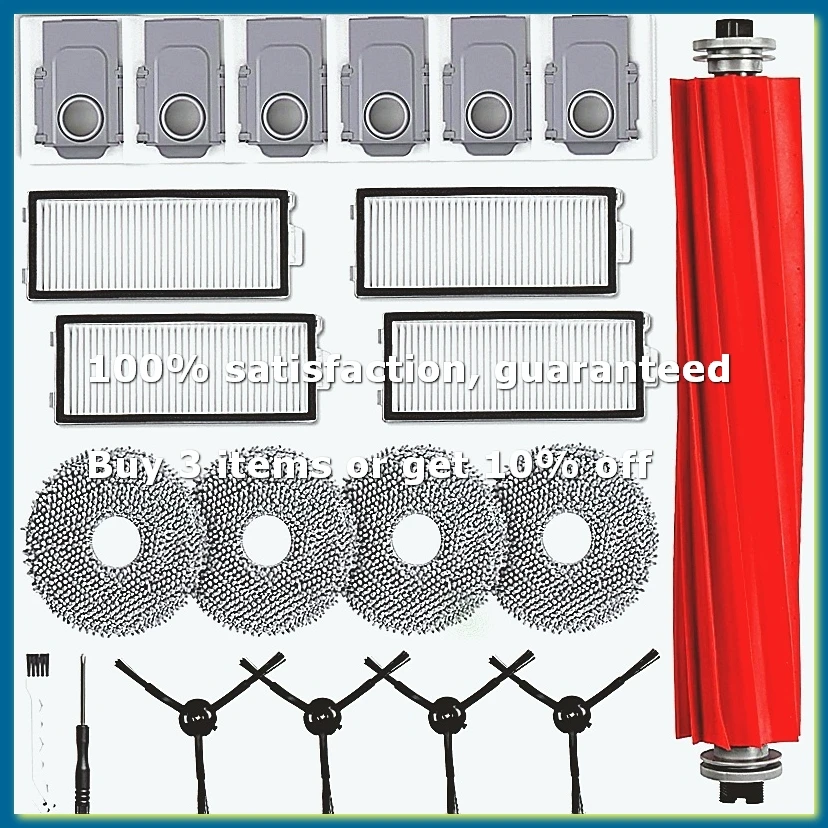 Kit d'accessoires pour aspirateur robot Qrevo S/Qrevo Pro, brosse principale de remplacement, sacs à poussière, tampons de netto