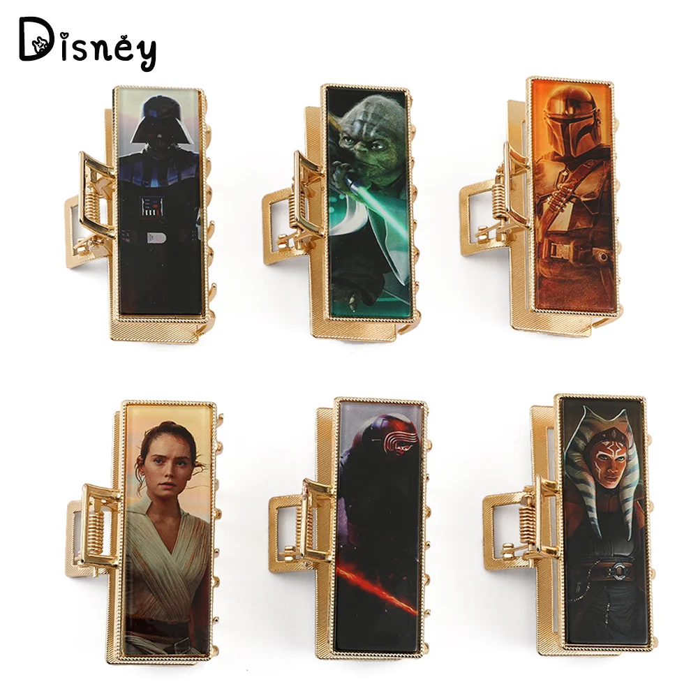 Disney Star Wars Darth Vader Sticker Hair Clip Girl Cute Fashion Creative Yoda Sticker Hairpins Ponytail Holder Hair Accessories