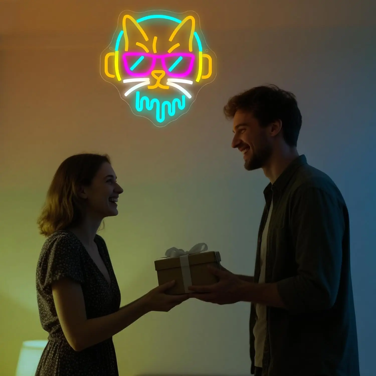 Cool DJ Cat Neon Sign Dimmable Musica LED Luce al neon per musica Studio Bar Camera da letto Uomo Cave Stage Sala da ballo Decorazioni per feste