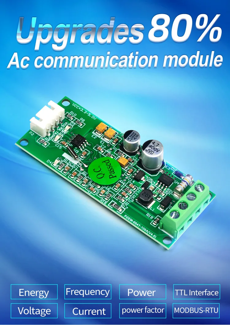 PZEM-004T Einphasiger Smart Energy Meter Wattmeter AC Voltmeter Elektrisches Kwh Meter Modbus TTL Amperemeter 220V 32A 63A 100A – Detail 1
