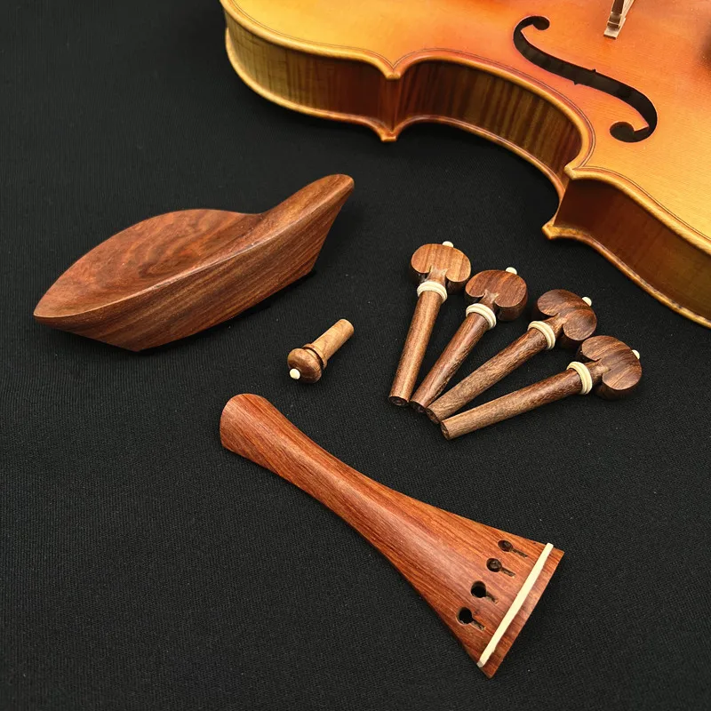 1 set High quality 4/4 violin rosewood Tailpiece+Tuning pegs+Endpins+Chin rest/Chin Holder Fiddler accessories parts fittings