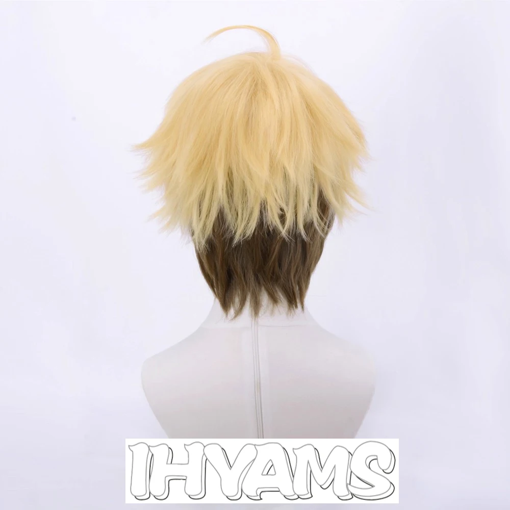 ES Arashi Narukami Arashi Cosplay Wig Blonde Ombre Brown Green Heat Resistant Synthetic Hair Halloween Wig + wig cap