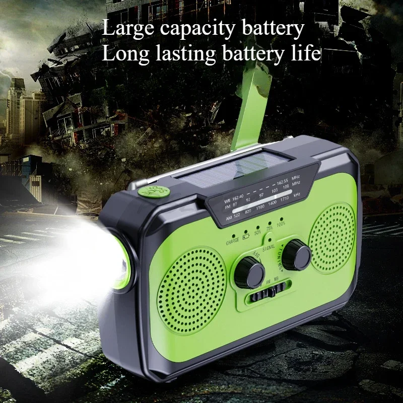 KK-A11 Multifunctional Emergency Radio Hand Cranked Power Generation Radio Solar Powered Radio with Flashlight