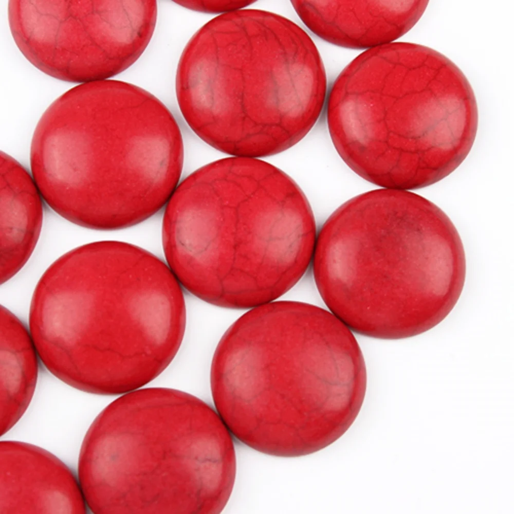 10 pz/lotto rotondo turchese rosso Cabochon perline pietra naturale Flatback distanziatori sciolti perline gioielli fai da te anello collana