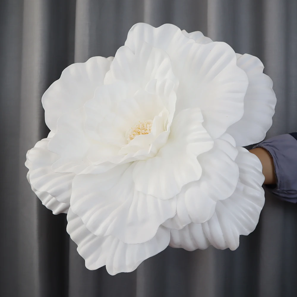 50 cm kunstmatige, handgemaakte, gigantische pioenroos van PE-materiaal, inclusief bladeren, voor bruiloften, tuindecoratie, als rekwisiet voor foto's, voor feestdecoratie en als nepbloemen.