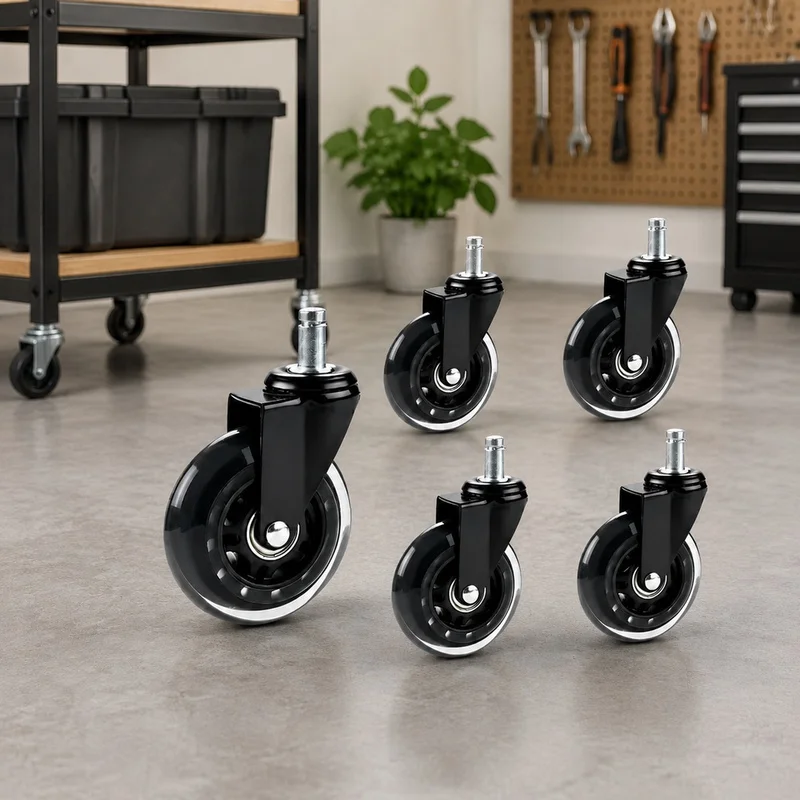 Pack of 5 Heavy-Duty Replacement Casters for Office Chairs, Suitable for Hardwood, Tile, and Carpet Surfaces