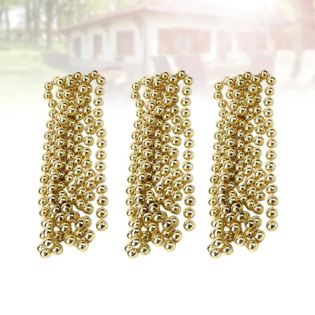 

3 Pcs Decoration Bead Chain Gold Christmas Decorations Tree Hanging Ornament Golden Art Garland
