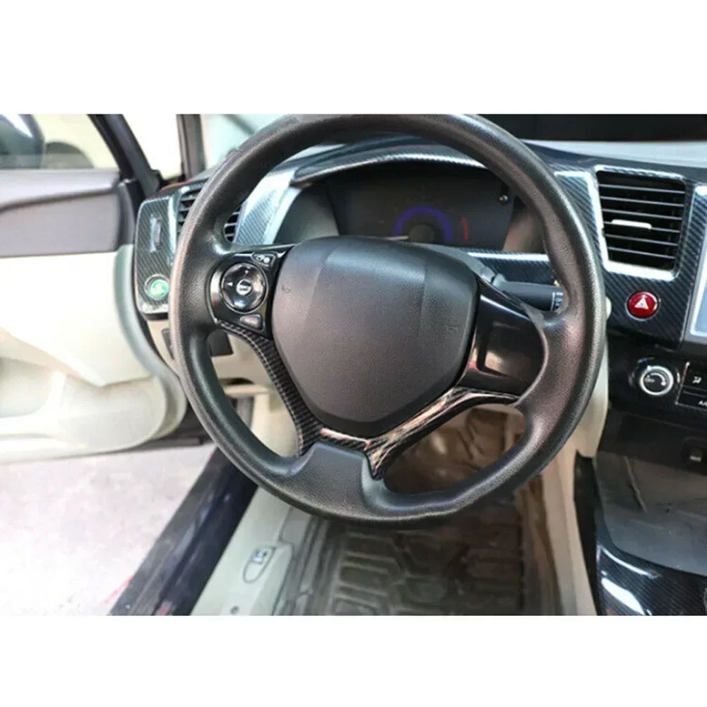 Carbon Fiber Steering Wheel U Type Cover Trim Fit For HONDA Civic 9th 2012-2015 Car Styling Steering Wheel Cover Accessories
