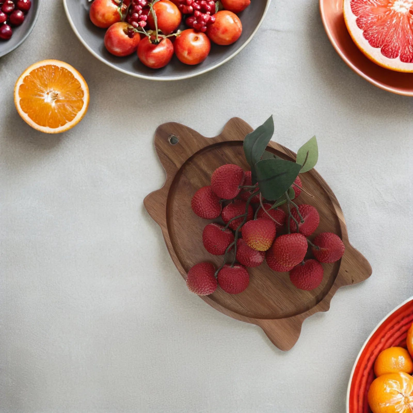 Turtle Shaped Acacia Wood Serving Tray Natural Grain Solid Wooden Cheese Charcuterie Board Dessert Snack Platter Party Table