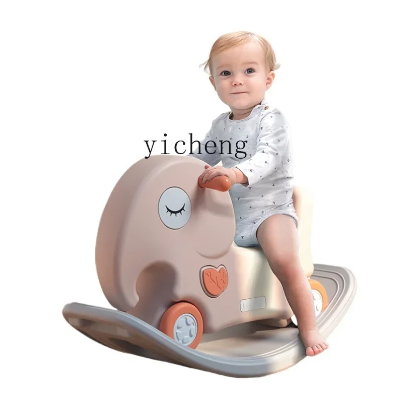 

Tqh Rocking Horse Small Wooden Horse Children's Rocking Horse Luge Two-in-One Baby and Toddler