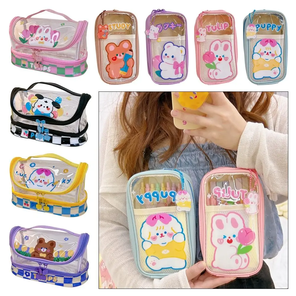 High Quality Large Capacity Pencil Case Cartoon Transparent Pen Bag Multifunctional Pen Box