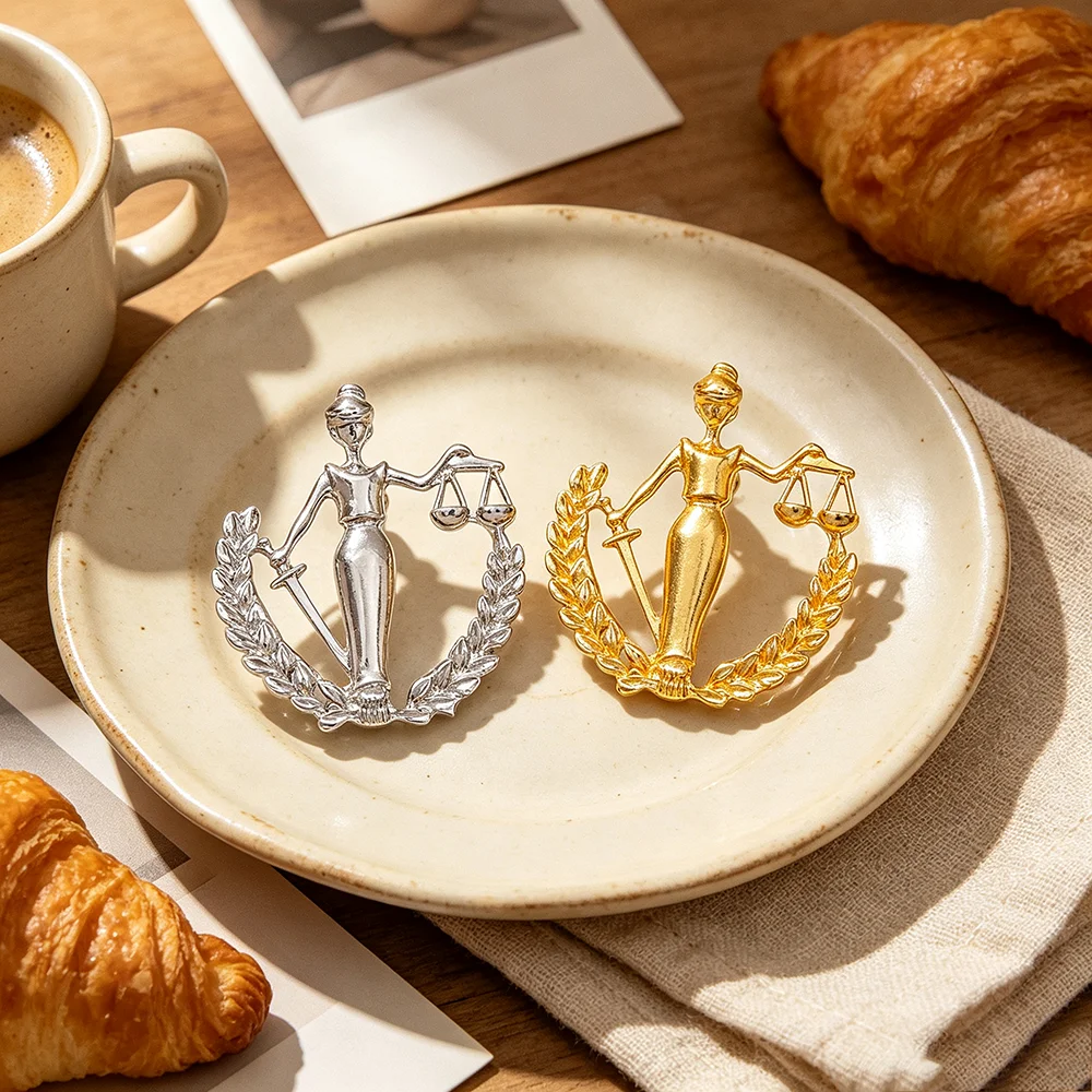 Lady Justice Themis Brooch Pin Lawyer Attorney Symbol Pins for Suit Jacket Decor, Gradution Gift for Law Students