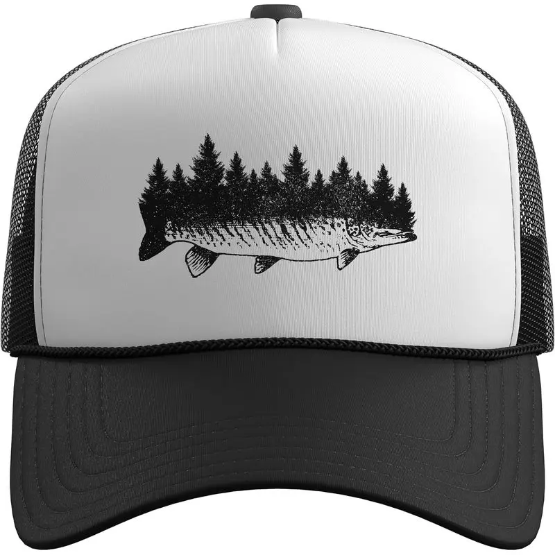 Musky Fishing Trucker Hat with Adjustable Mesh Back