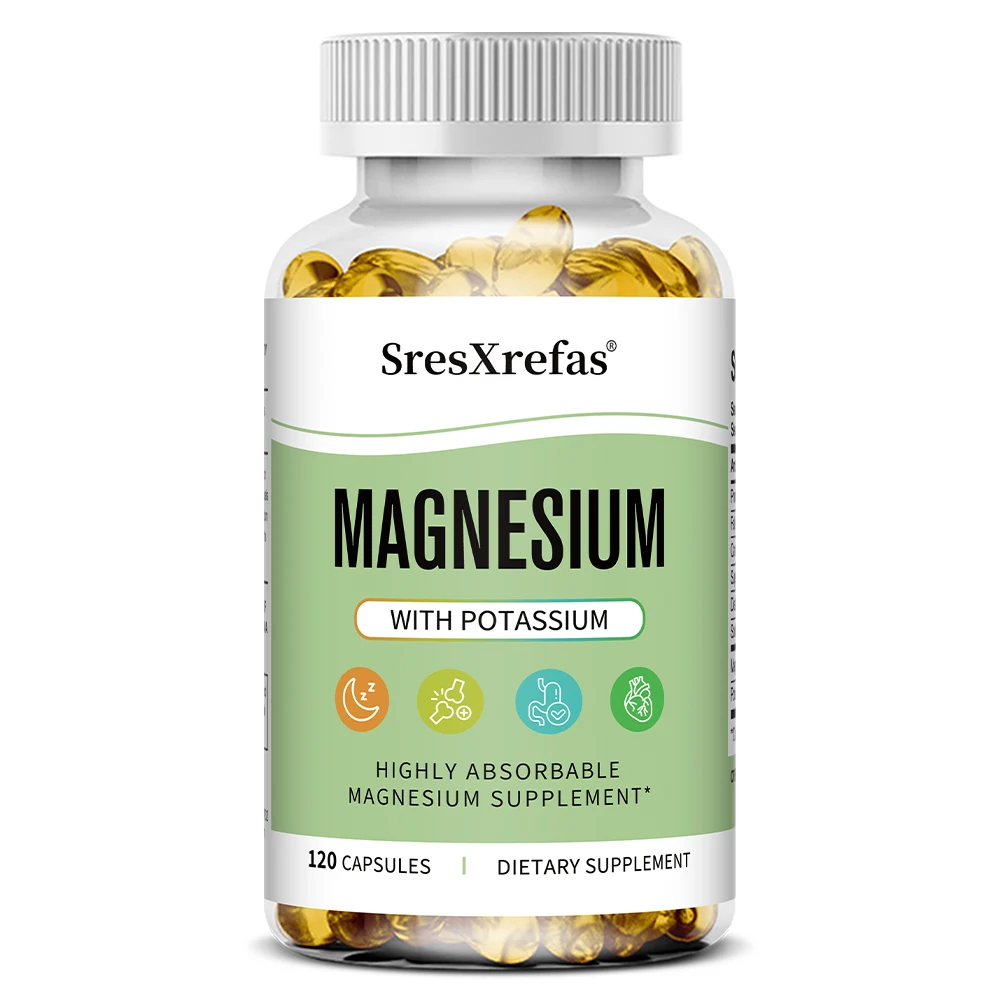 Magnesium Potassium Capsules for Beauty, Sleep Quality, Reduces Fatigue, Headaches, Cardiovascular, Heart & Immune Health