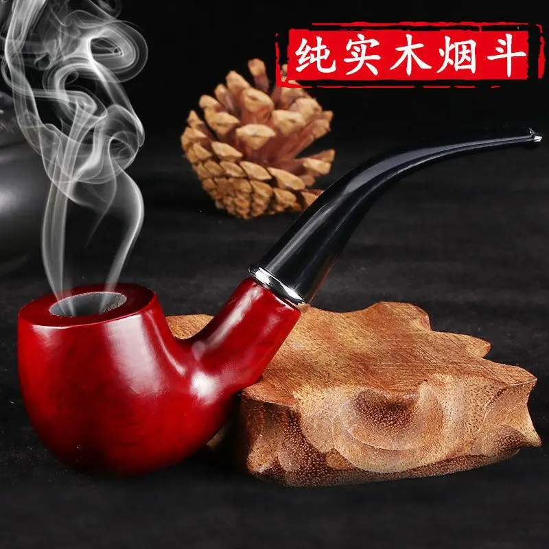 

Classic old-fashioned solid wood pattern pipe, separate gift box packaging, tobacco set, acrylic mouthpiece filter pipe