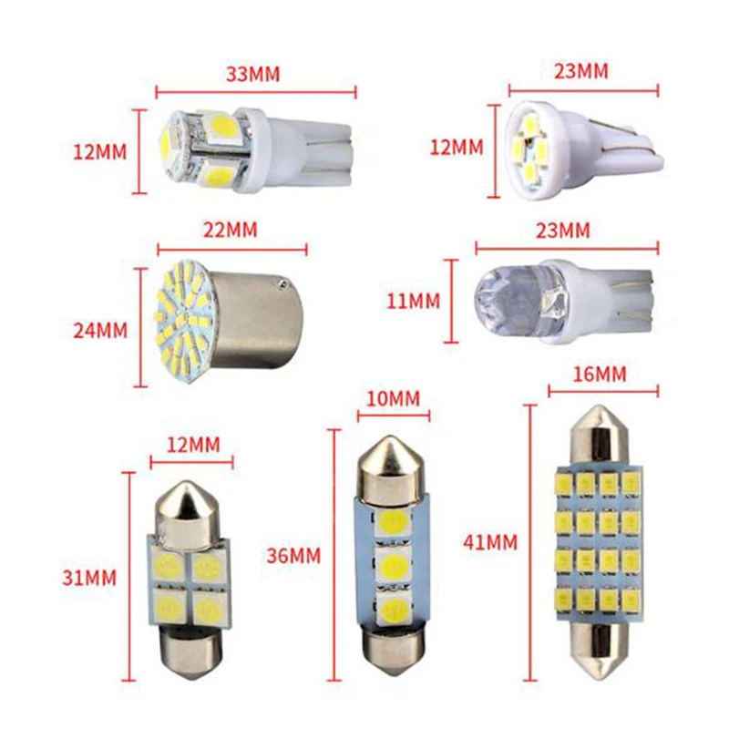طقم حزمة مصباح داخلي ليد أبيض ، T10 ، 36 ضوء ، مجموعة استبدال لوحة ترخيص قبة لخريطة السيارة ، 14 42
