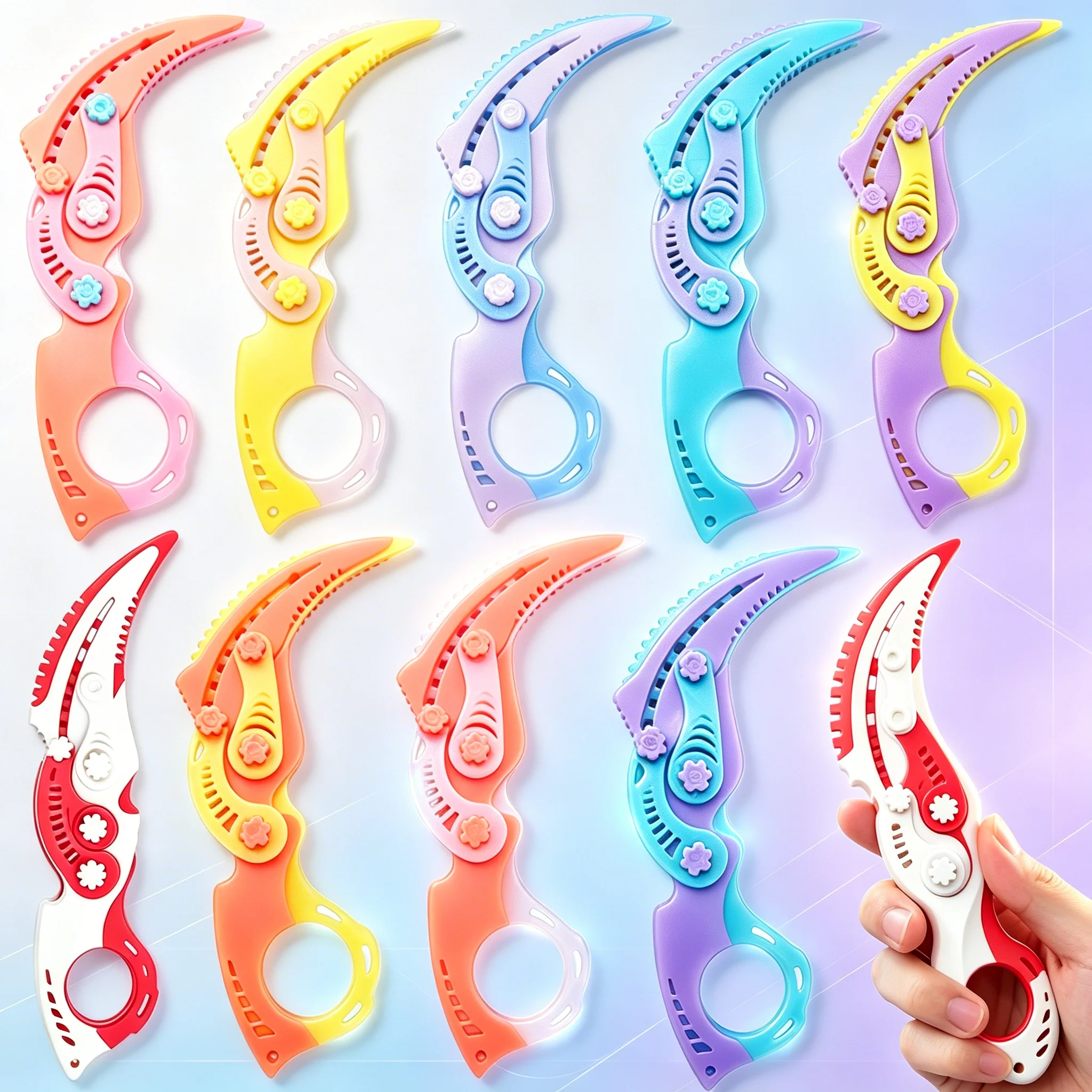 Gravity Folding Claw Knife, Karambit Fidget Toy, Stress Relief Plastic EDC Decompression Toy , Cosplay Prop
