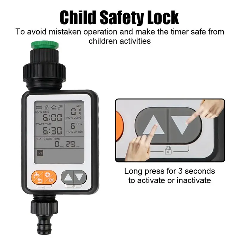 AS60-Automatic Manual Mode Irrigation Controller Rain Sensor Garden Watering Timer Multiple Program Battery Operated