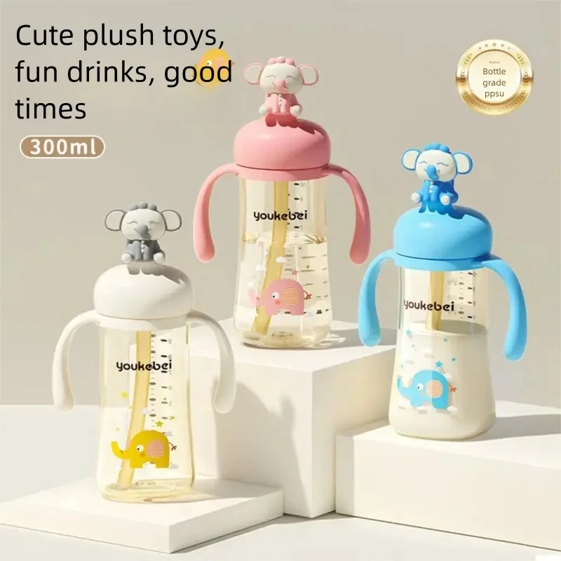

300ML Baby Cartoon PPSU Feeding Bottle No BPA Baby Bottle Newborn Baby Bottle with Handle Milk Bottle Newborn Nursing Bottle