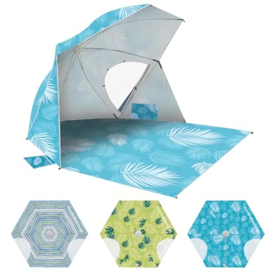 

Pop Up Beach Umbrella Portable Beach Tent Shelter Beach Shade Sun Canopy with UPF 50+ UV Protection Extendable Floor with Carry