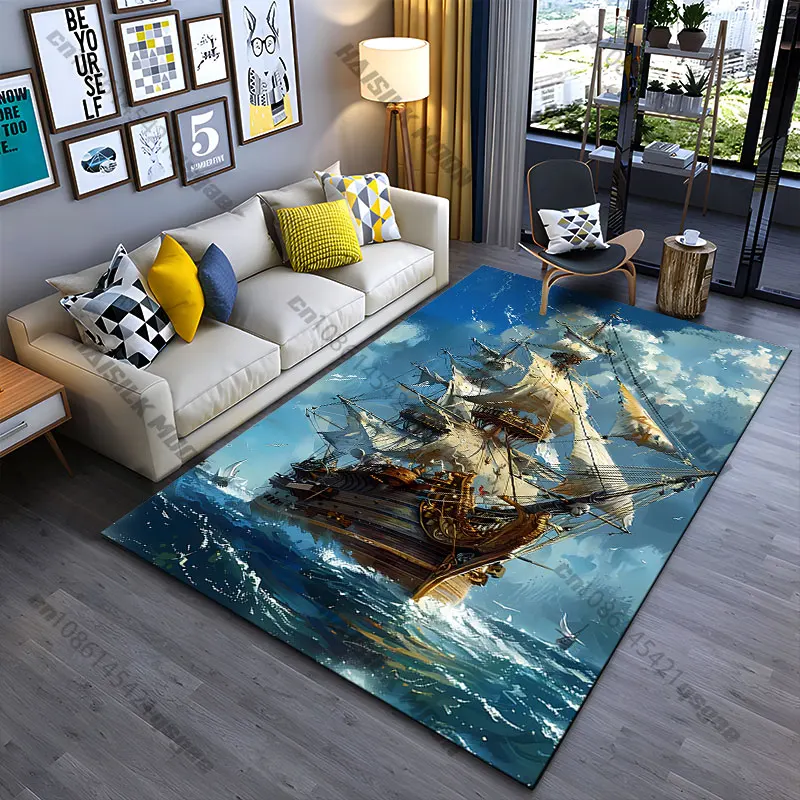 Majestic ship sailing the seas carpet Yoga living room room decor children's crawling mat doormat area rug games mat
