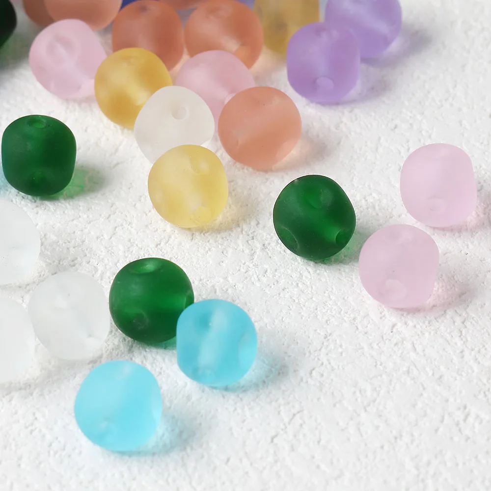 8PCS Glaze Glass Frosted Candy Fresh Round Beads Handmade Necklace Bracelet Findings Jewelry DIY Making Supplies Accessories