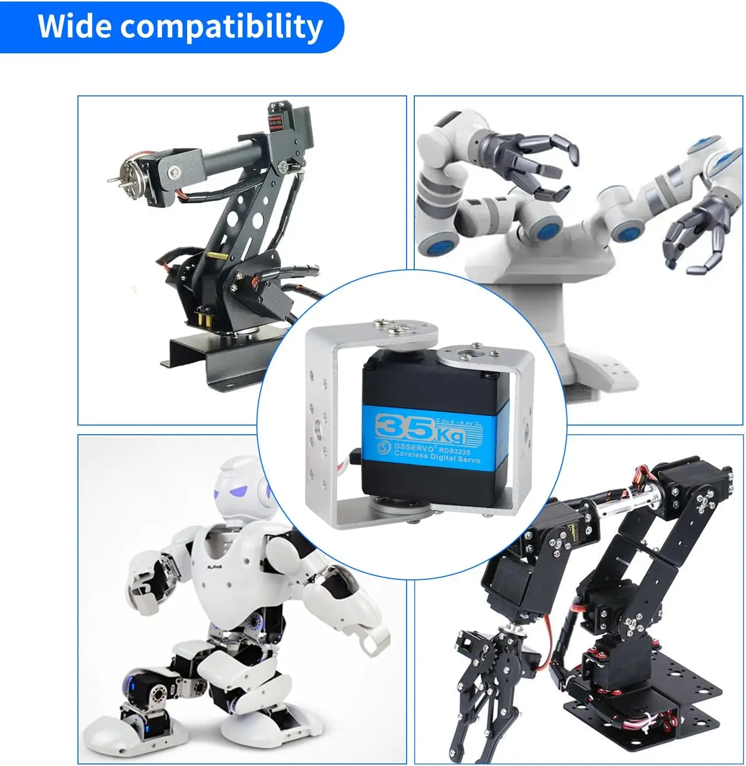 2 Sets 35KG RDS3235 High Torque Digital Servo Metal Gear Coreless Motor Servo 180 270 Degree with Bracket Arm Plate for RC Robot