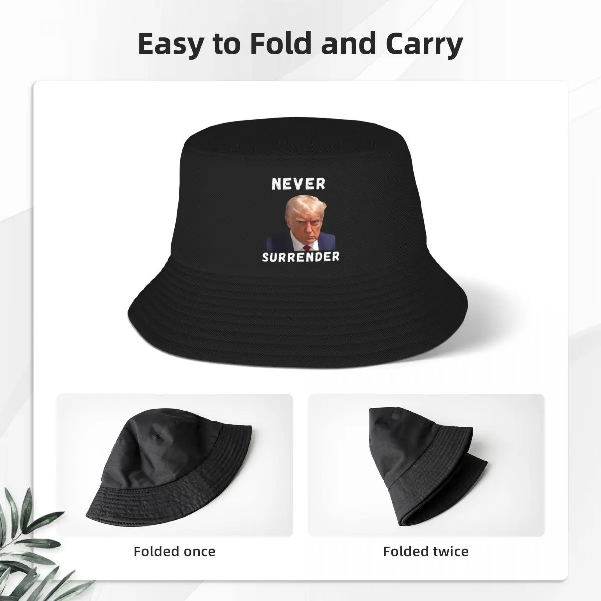 Streetwear Trump Never Surrender Bucket Hats For Unisex UV Protection Mug Shot Free Trump Fisherman Cap Spring Picnic Headwear