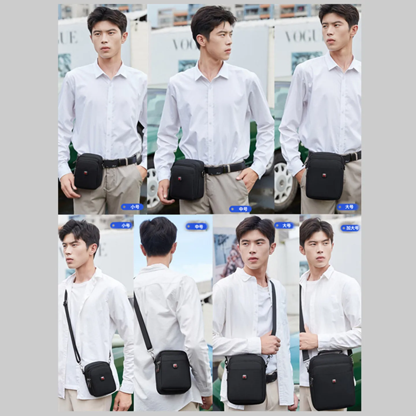 Swiss Multi-function Shoulder Bag Casual Messenger Bags Waterproof Man Purse Oxford Zipper Crossbody Can Be Equipped With Belt
