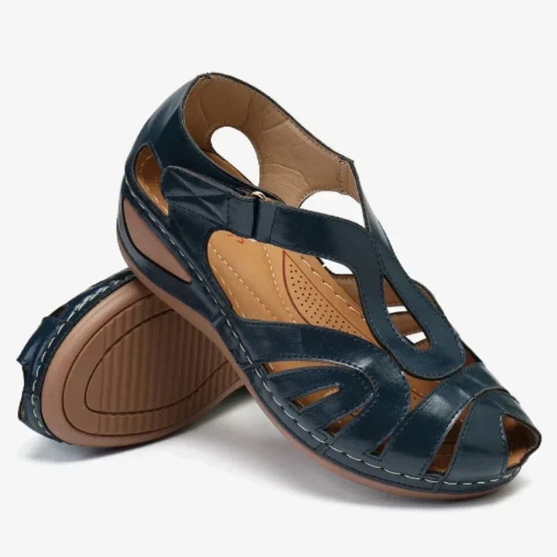 Sandalias con hebilla cruzada para Mujer, zapatos De tacón con cabeza redonda, estilo Retro europeo y americano, novedad De verano