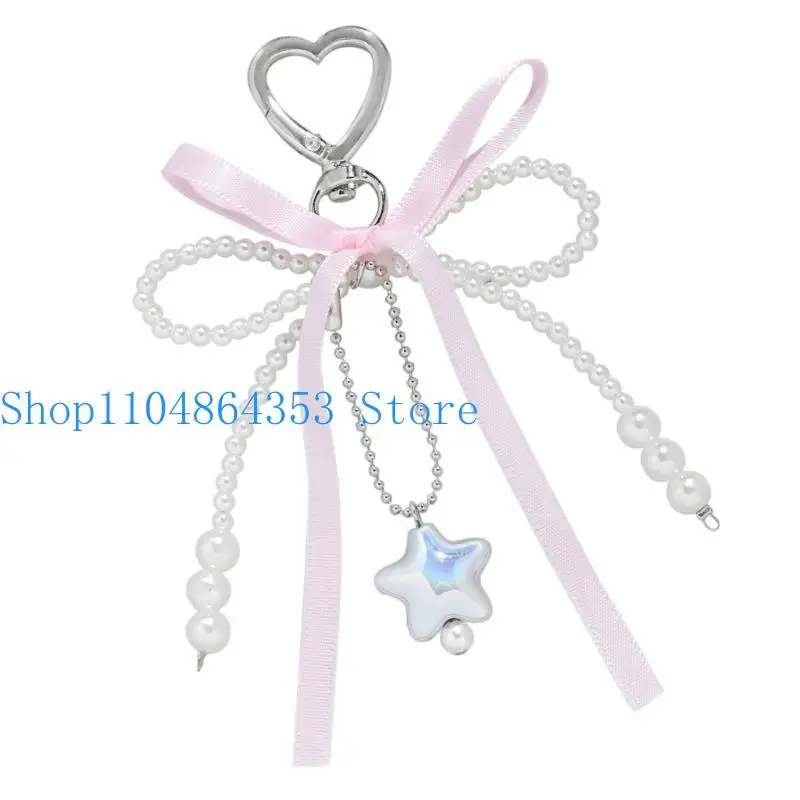 652F Multipurpose Love Heart Bowknot Charm Portable Holder for Stylish Women Practical Bag Accessory for Daily Use