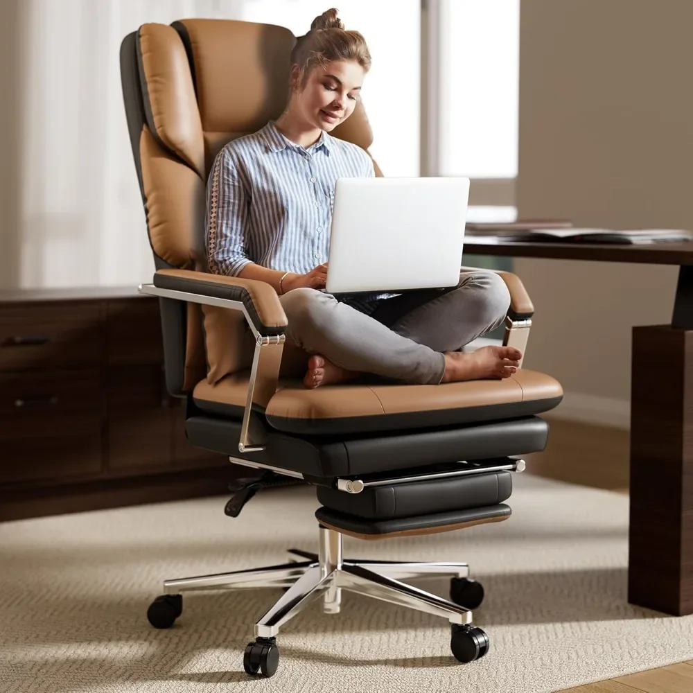 

Reclining Office Chair with Footrest, Big and Tall Office Chair 500lbs with Wide Seat and Lumbar Support for Heavy People