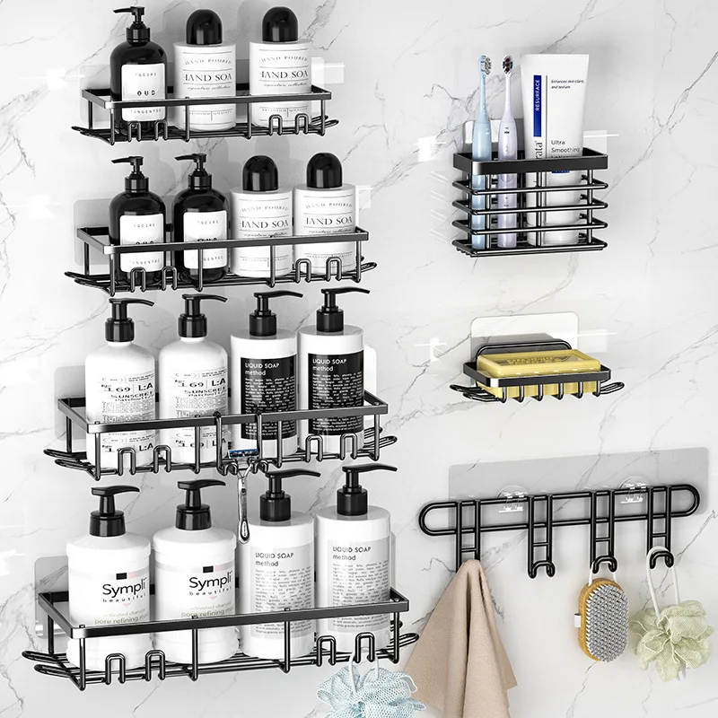 New wrought iron non-punching toilet bathroom washbasin shower products rack multi-functional storage rack