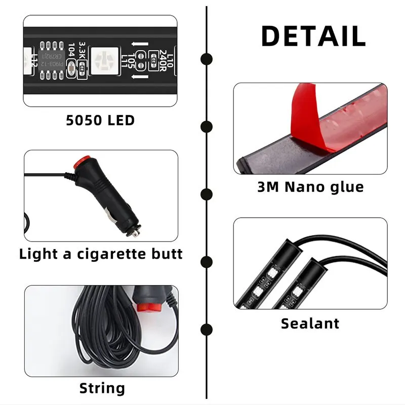 1set 9SMD Car Styling Foot Light Backlight Car Interior Decoration Light Blue with Cigarette Lighter12v Led view 3