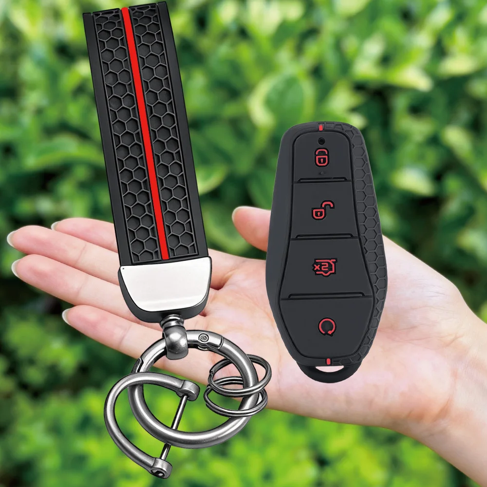 Silicone Car Remote Key Cover Holder Chain Key Case for BYD Atto 3 Han EV Dolphin Song PRO Max Tang DM Yuan Dolphin E2 Qin PLUS