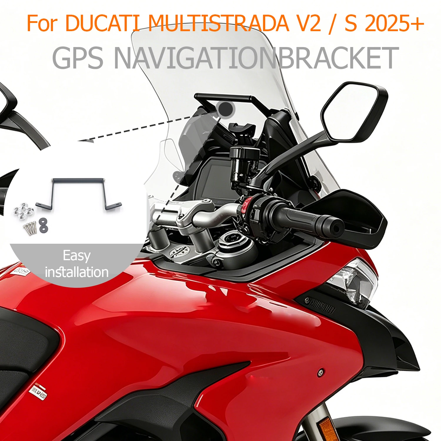 Hot Selling Motorbike GPS Navigation Mount Bracket For Ducati Multistrada V2/S 2025+ Easy Install Stable Phone GPS Holder