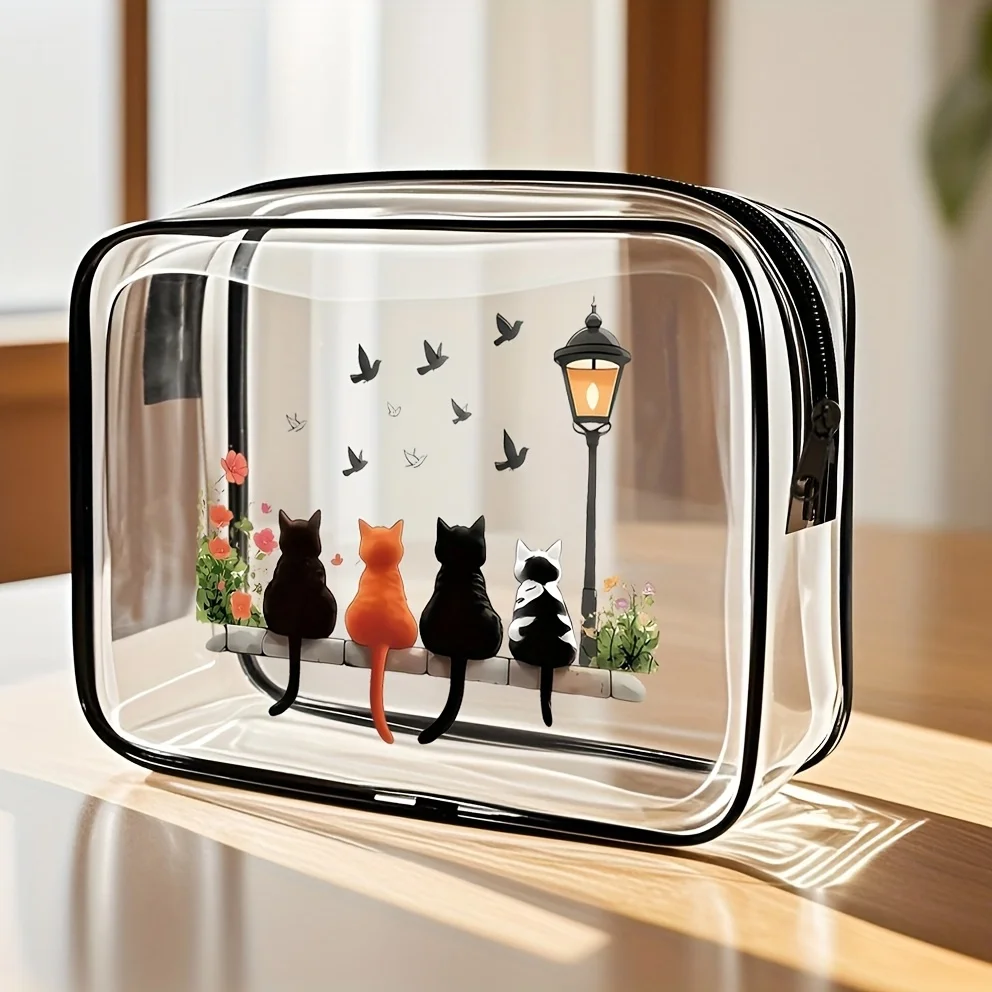 

1pc Large Capacity Zippered Cosmetic and Travel Storage Bag | High-Quality PVC, Foldable, Fade Resistant, Lightweight, Easy to C