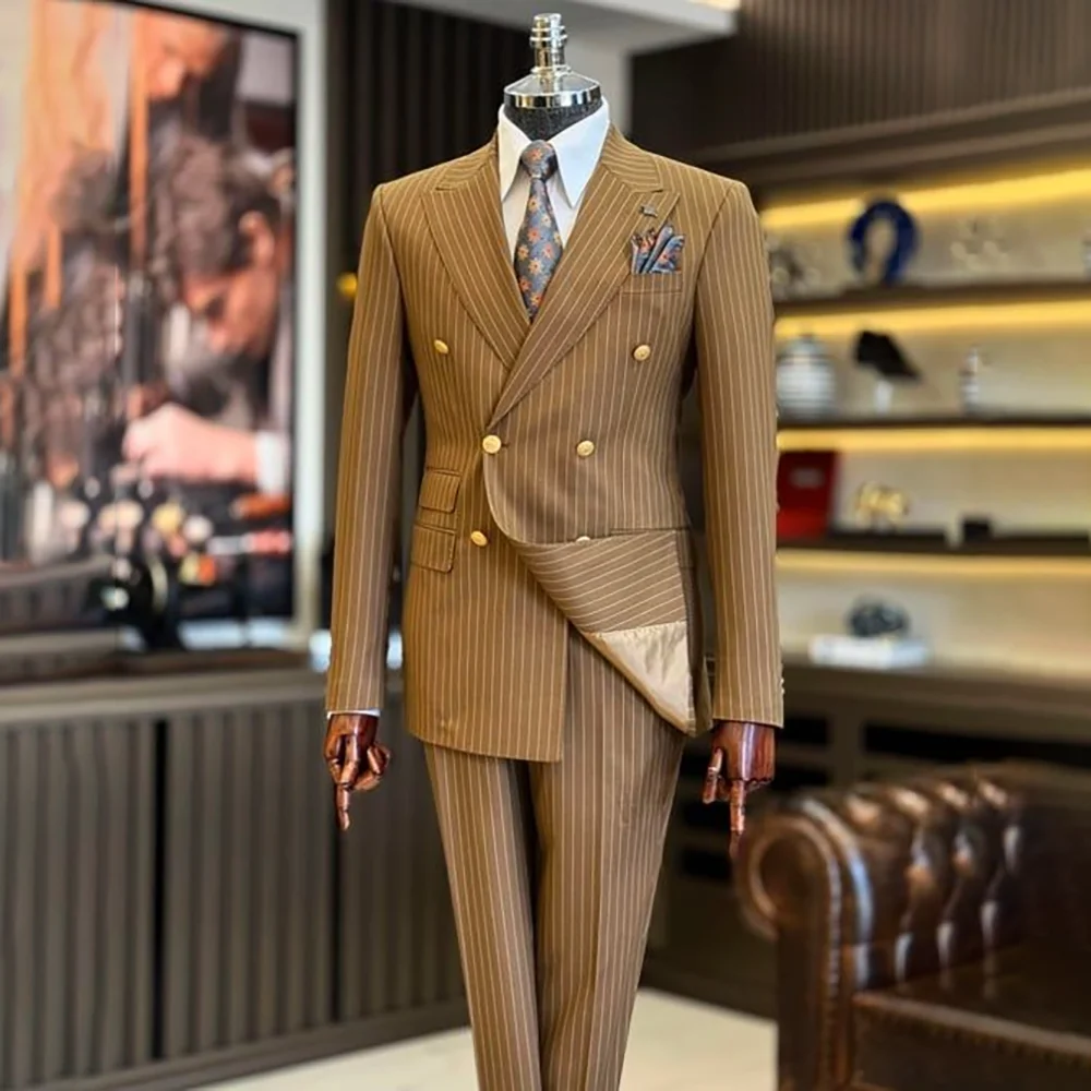 

Роскошный красивый комплект из двух предметов, куртка, брюки, двубортный пиджак с лацканами, облегающий деловой джентльменский банкетный Traje De Hombre, элегантный