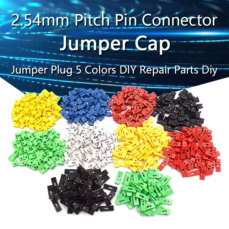 100PCS Jumper Cap 2.54mm Pitch Pin Header Connector Long Type Jumper Plug Cover 5 Colors DIY Repair Parts diygba