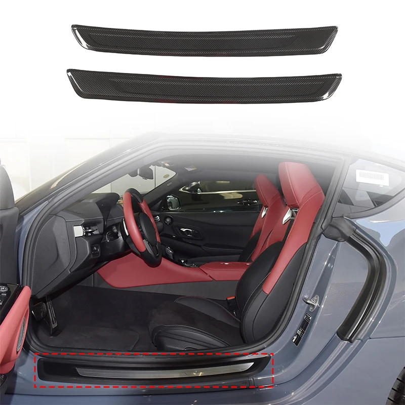For 2019+ Toyota Supra A90 Real Carbon Fiber Door Exterior Door Sill Strips Door Step Guards Car Protection Accessories