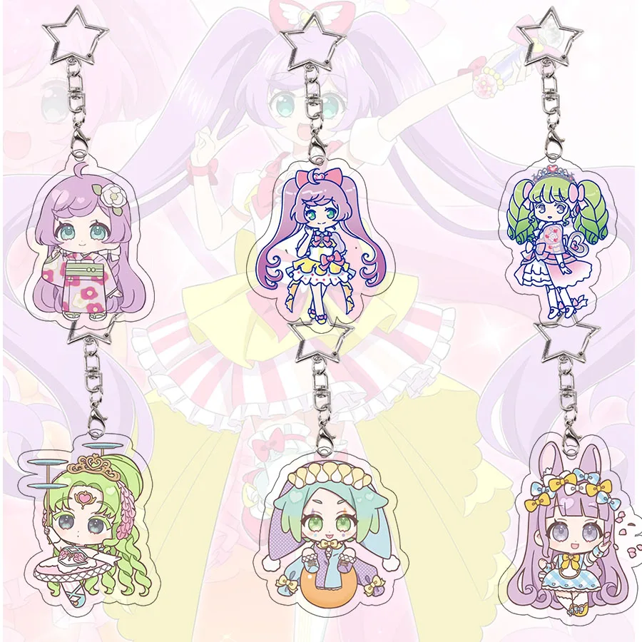 PriPara Acrylic Keychain Manaka Laala Minami Mirei Kawaii Anime Cartoon Falulu Anime Cartoon Keyring Bag Pendant Birthday Gift